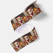 Kerst Corgi Hond bij de Haard Satijnen Lint (Achterkant)