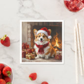 Kerst Corgi Hond bij de Haard Servet (Insitu)