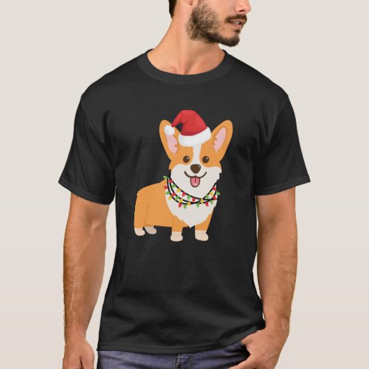 Kerst Corgi hond cartoon stijl Fawn Red Swea T-shirt (Voorkant)