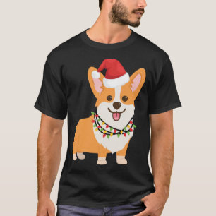 Kerst Corgi Hond met Santa Hoed en Kerstmis L T-shirt