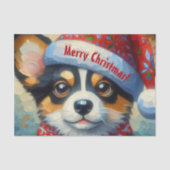 Kerst Corgi Hond Puppy Decoupage Tissuepapier (Voorkant)