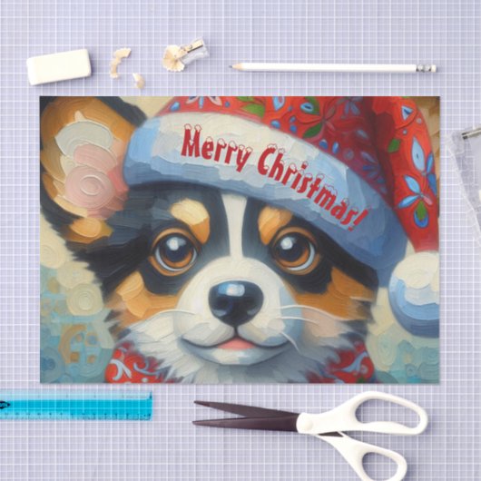 Kerst Corgi Hond Puppy Decoupage Tissuepapier (Craft)