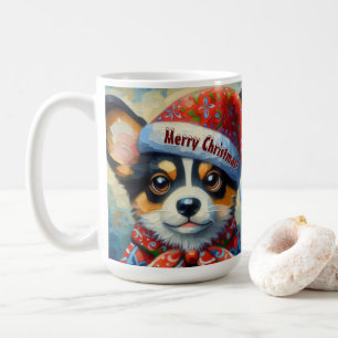 Kerst Corgi Hond Puppy w / Santa Hoed Koffiemok