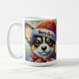 Kerst Corgi Hond Puppy w / Santa Hoed Koffiemok