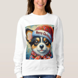 Kerst Corgi Hond Puppy w / Santa Hoed Trui