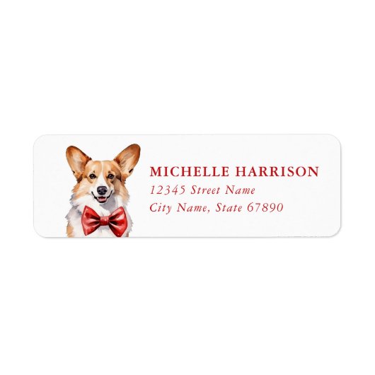 Kerst Corgi Hond Retouradres Labels (Voorkant)