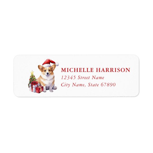 Kerst Corgi Hond Retouradres Labels (Voorkant)
