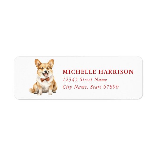 Kerst Corgi Hond Retouradres Labels (Voorkant)