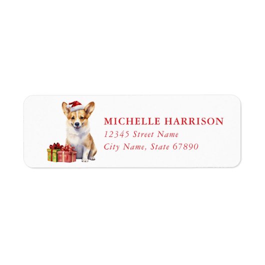 Kerst Corgi Hond Retouradres Labels (Voorkant)
