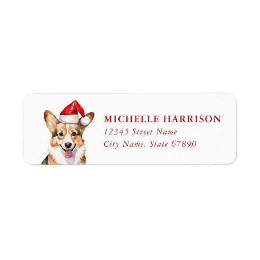 Kerst Corgi Hond Retouradres Labels (Voorkant)