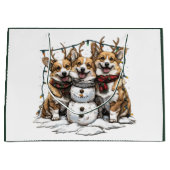 Kerst Corgi Honden Sneeuwman Groot Cadeauzakje (Voorkant)