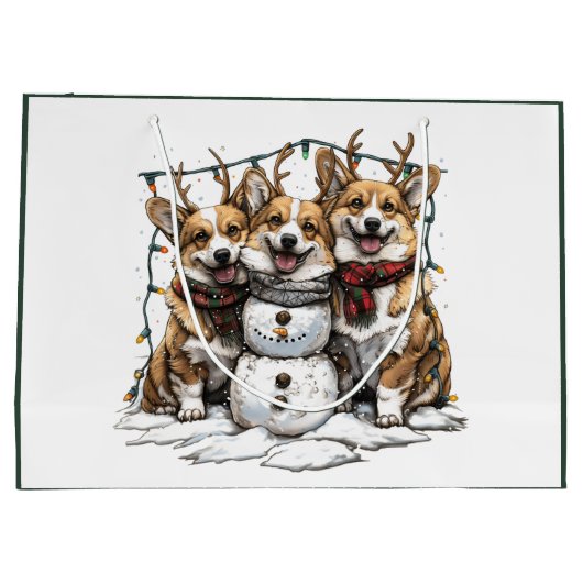 Kerst Corgi Honden Sneeuwman Groot Cadeauzakje (Achterkant)
