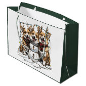 Kerst Corgi Honden Sneeuwman Groot Cadeauzakje (Achterkant Gekanteld)