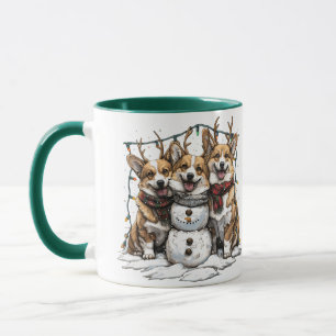 Kerst Corgi Honden Sneeuwman Mok