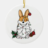 Kerst-Corgi-keramische sierbloem Keramisch Ornament (Voorkant)