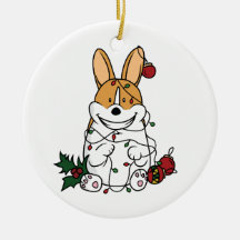 Kerst-Corgi-keramische sierbloem