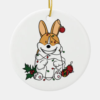 Kerst-Corgi-keramische sierbloem Keramisch Ornament