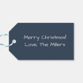 Kerst Corgi Kerstman - Verfijnd Winter Navy Cadeaulabel (Achterkant Horizontaal)