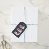 Kerst Corgi Kerstman - Verfijnd Winter Navy Cadeaulabel (Met Touw)
