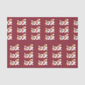 Kerst Corgi Kerstmannenhoed Diep Cranberry Tissuepapier (Voorkant)