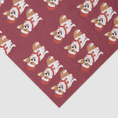 Kerst Corgi Kerstmannenhoed Diep Cranberry Tissuepapier (Detail)