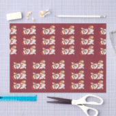 Kerst Corgi Kerstmannenhoed Diep Cranberry Tissuepapier (Craft)