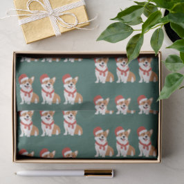 Kerst Corgi Kerstmannenhoed Rijke Diep Groen Tissuepapier