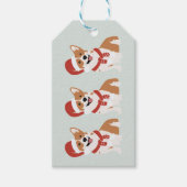 Kerst Corgi Kerstmannenhoed Zachte Eucalyptus Mist Cadeaulabel (Voorkant)