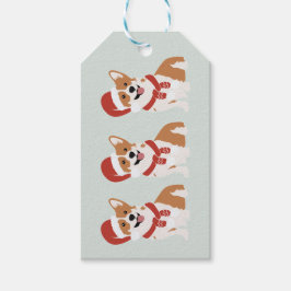 Kerst Corgi Kerstmannenhoed Zachte Eucalyptus Mist Cadeaulabel