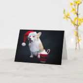 Kerst Corgi Likt Zijn Lippen Kaart (Gele Bloem)