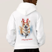 Kerst Corgi met rendiergewei springen (Achterkant)