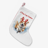 Kerst Corgi met rendiergewei springen Kleine Kerstsok (Voorkant (Hangend))