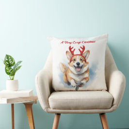 Kerst Corgi met rendiergewei springen Kussen