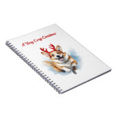 Kerst Corgi met rendiergewei springen Notitieboek (Rechterzijde)