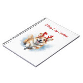Kerst Corgi met rendiergewei springen Notitieboek (Linkerzijde)