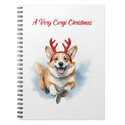 Kerst Corgi met rendiergewei springen Notitieboek (Voorkant)
