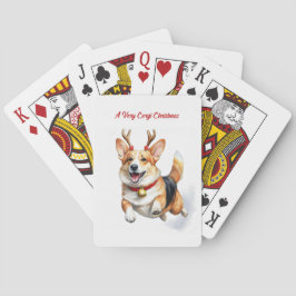Kerst Corgi met rendiergewei springen Pokerkaarten
