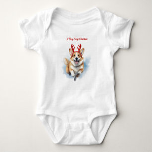 Kerst Corgi met rendiergewei springen Romper