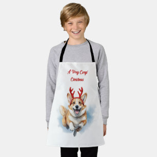 Kerst Corgi met rendiergewei springen Schort