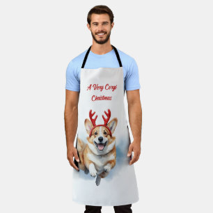 Kerst Corgi met rendiergewei springen Schort