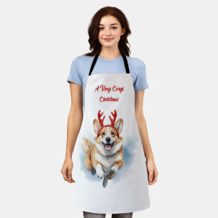 Kerst Corgi met rendiergewei springen Schort
