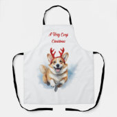 Kerst Corgi met rendiergewei springen Schort (Voorkant)