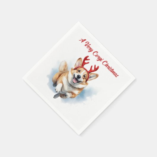 Kerst Corgi met rendiergewei springen Servet (Hoek)