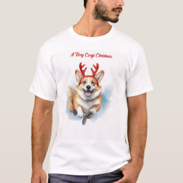 Kerst Corgi met rendiergewei springen T-shirt