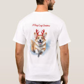 Kerst Corgi met rendiergewei springen T-shirt (Achterkant)