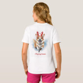 Kerst Corgi met rendiergewei springen T-shirt (Achterkant volledig)