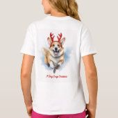 Kerst Corgi met rendiergewei springen T-shirt (Achterkant)