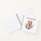 Kerst Corgi met rendiergeweien springend  Notitieboek (Binnen)