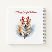 Kerst Corgi met rendiergeweien springend  Notitieboek (Achterkant)