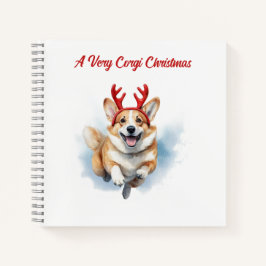 Kerst Corgi met rendiergeweien springend  Notitieboek